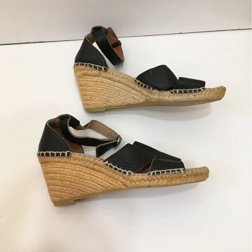 DALSON‎ ESPADRILLE WEDGES IN BLACK LEATHER